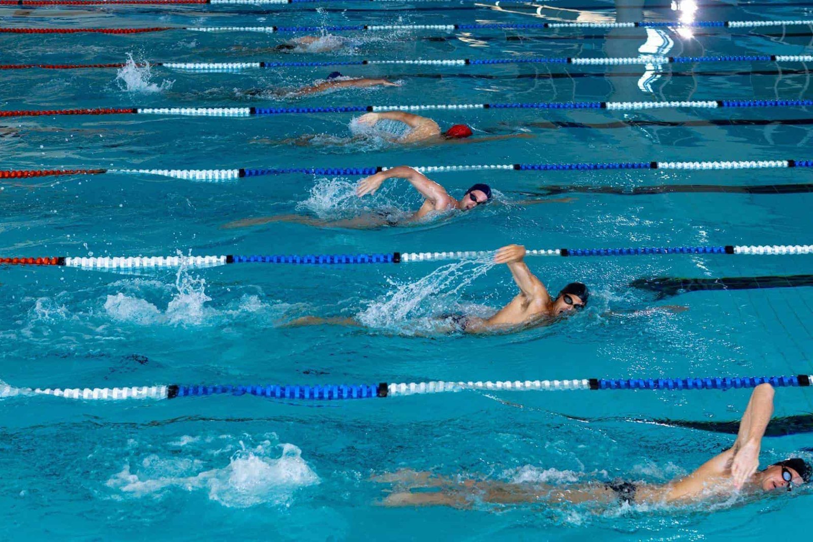 Swimmers swimming in the pool